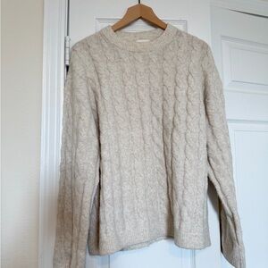 H&M Cream Cable-Knit Crewneck Sweater